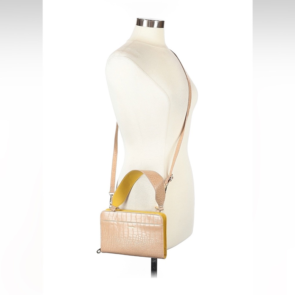 Calpak Tan Crocodile-Embossed Crossbody Bag - Picture 2 of 3